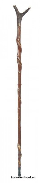 Classic Canes Antler Thumbstick on a Natural Spiral Shaft