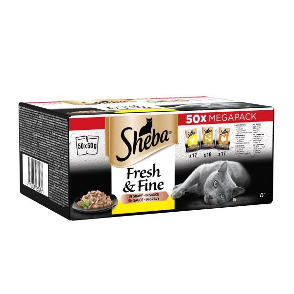 Sheba Fresh & Fine Adult Poultry in Gravy Pouches 50 x 50g