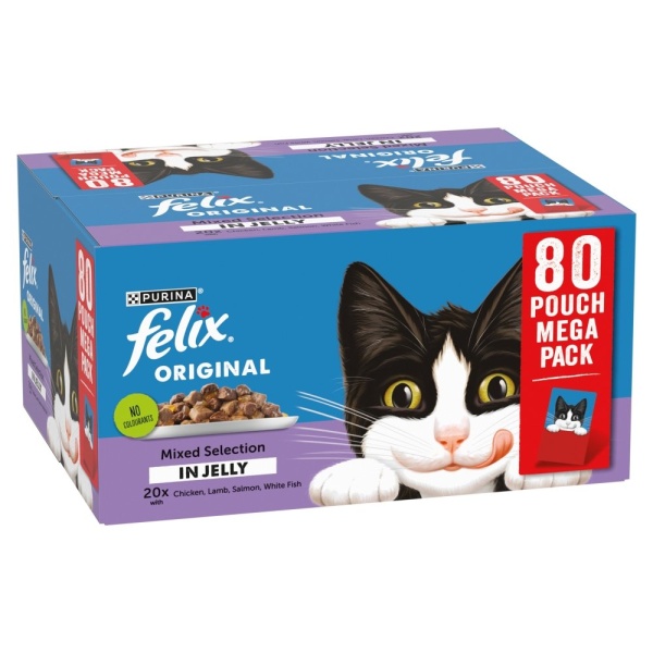 Felix Adult Original Mixed Selection in Jelly Pouches 80 x 85g