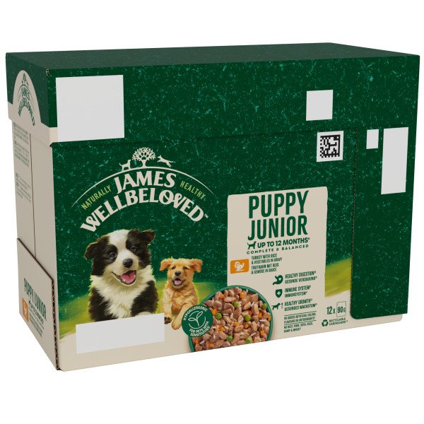 James Wellbeloved Puppy Turkey in Gravy Pouches 4 x 12 x 90g