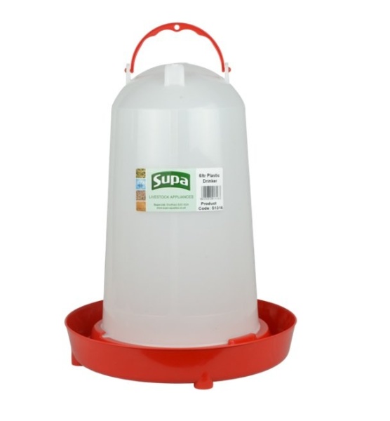 Supa Red & White Poultry Drinker 6L x 3