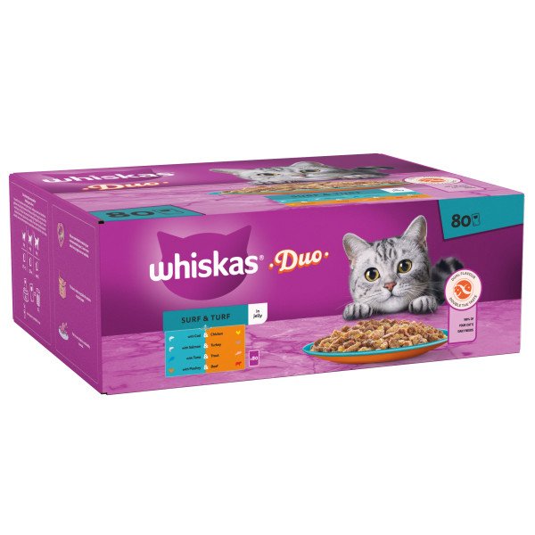 Whiskas Adult 1+ Duo Surf & Turf in Jelly 80 x 85g