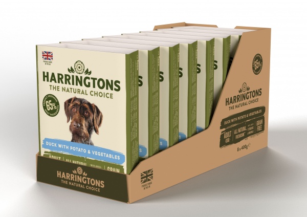 Harringtons Wet Duck & Potato Dog Food Trays 8 x 400g