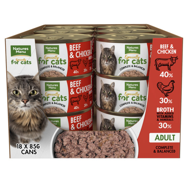 Natures Menu For Cats Adult Beef & Chicken Tins 18 x 85g