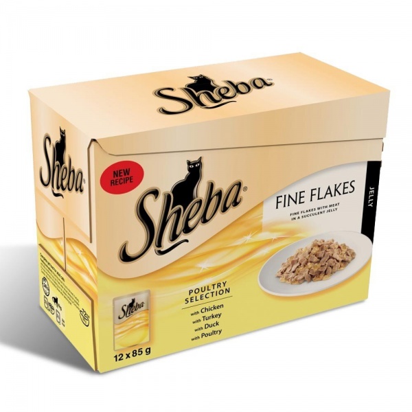 Sheba Fine Flakes Poultry Selection Cat Food 4 x 12 x 85g