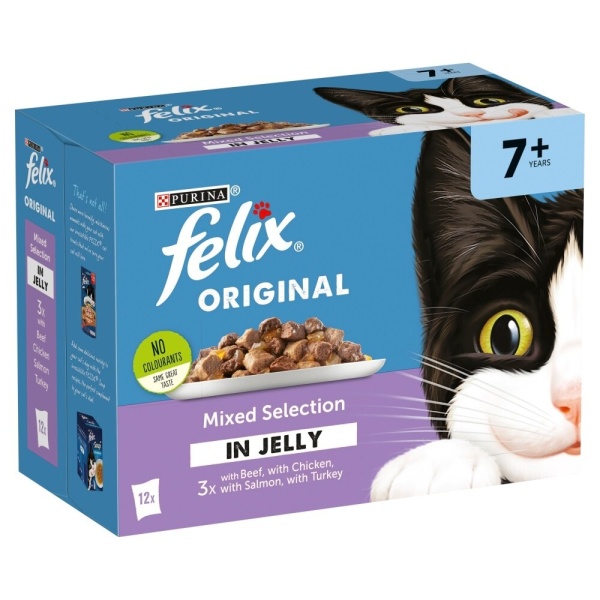 Felix As Good As it Looks Senior Pouch Variety in Jelly Cat Food 4 x 12 x 100g