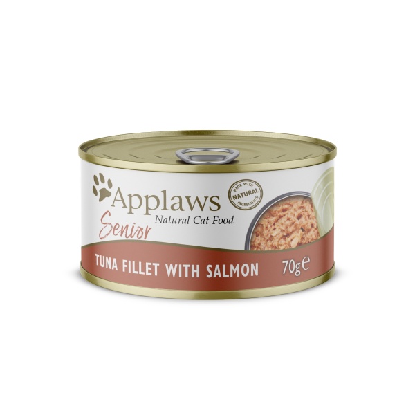 Applaws Cats Senior Tuna Fillets with Salmon Tins 24 x 70g