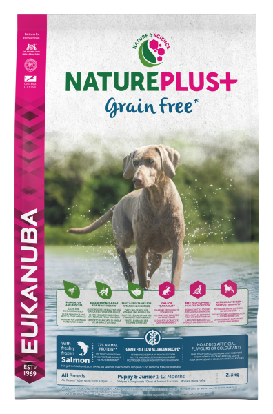 Eukanuba NaturePlus+ Grain Free Puppy & Junior Salmon Dog Food 3 x 2.3kg