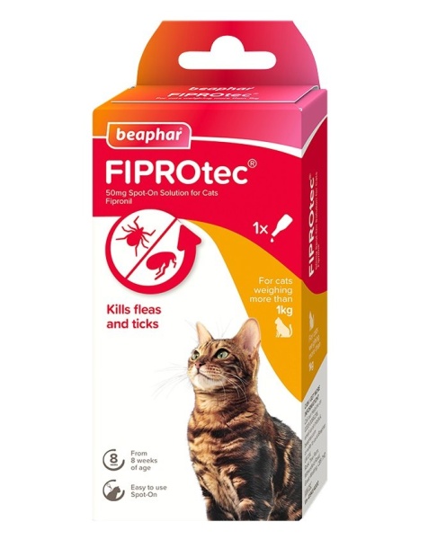 Beaphar FIPROtec Flea & Tick Spot On for Cat 1 pipette x 6