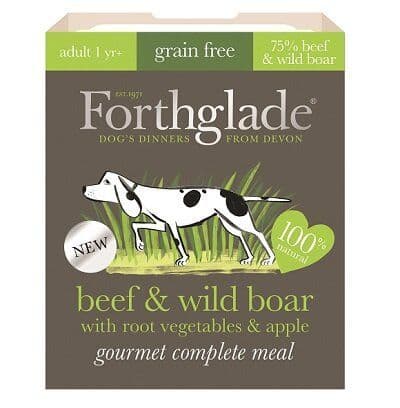 Forthglade Gourmet Grain Free Beef & Wild Boar with Root Vegetables & Apple Adult Dog Food 7x395g