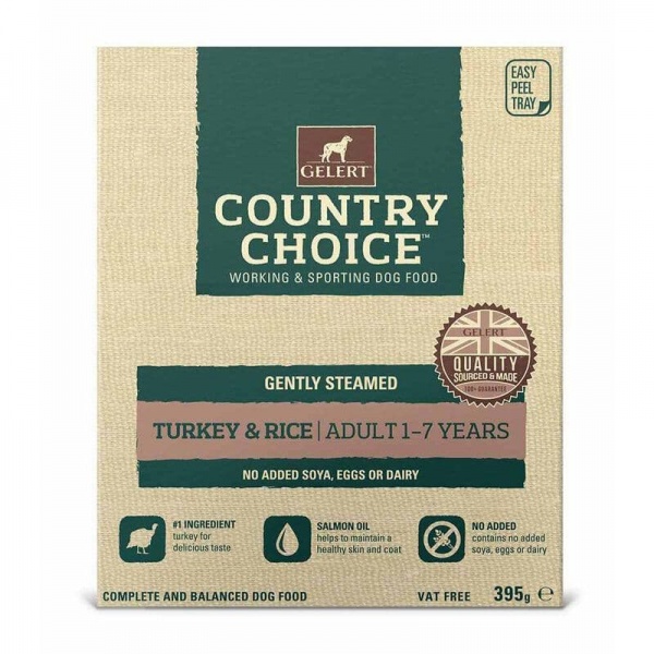 Gelert Country Choice Turkey & Rice Tray Dog Food 10 x 395g