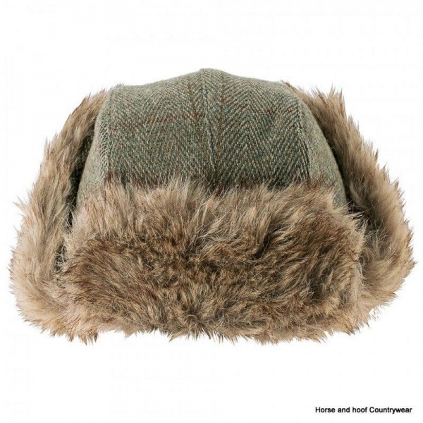 Heather Hats Kevern Derby Tweed Trapper Hat - Dark Green/Gold Stripe -  horse and hoof