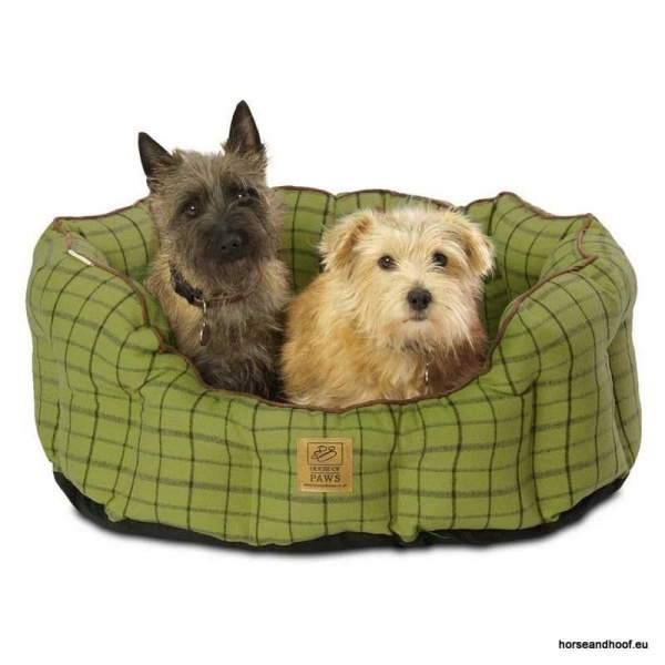 House of Paws Green Tweed Oval Snuggle Bed For Dogs