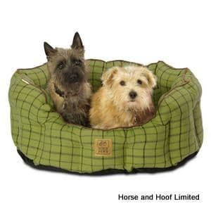 House of Paws Green Tweed Oval Snuggle Bed For Dogs