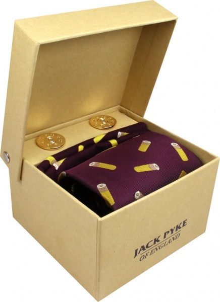Jack Pyke Tie, Hanky and Cufflinks Gift Set - Cartridge Wine
