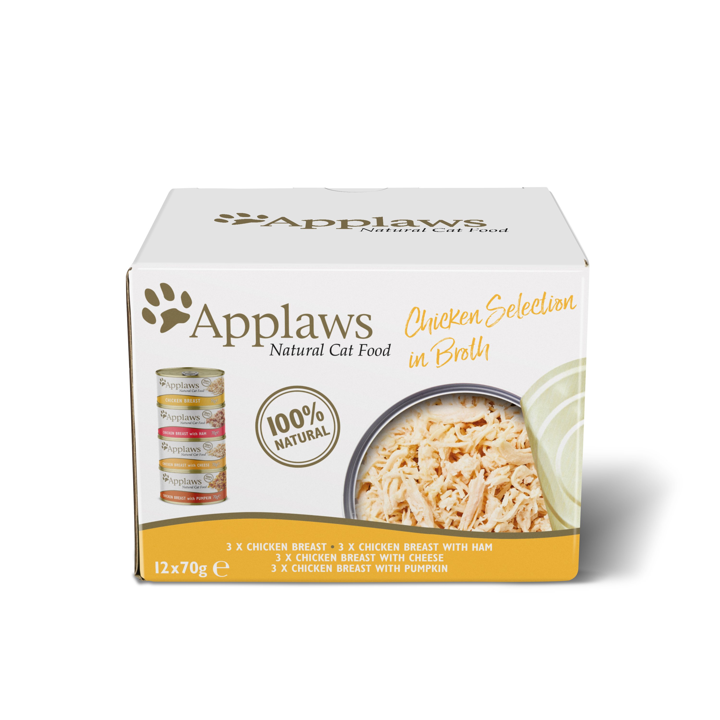 Applaws Cat Chicken Selection in Broth Tins 4 x 12 x 70g