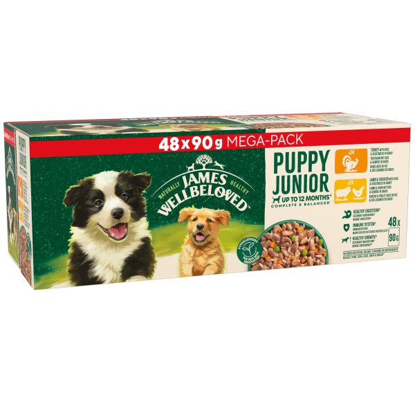 James Wellbeloved Puppy Turkey, Lamb & Chicken in Gravy Pouches 48 x 90g