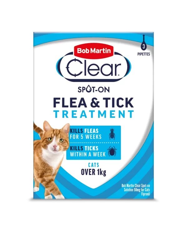 Bob Martin Clear Cat Spot On Flea & Tick Treatment 5 Week 3 pipettes x 6