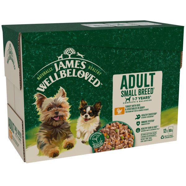 James Wellbeloved Adult Small Breed Turkey in Gravy Pouches 4 x 12 x 90g