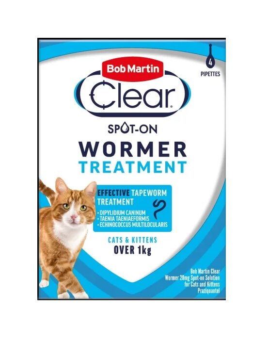 Bob Martin Clear Wormer Spot On for Cats & Kittens 6 x 4
