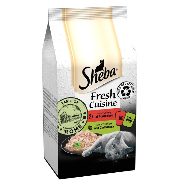 Sheba Fresh Cuisine Taste of Rome Turkey & Chicken in Gravy Pouches 8 x 6 x 50g