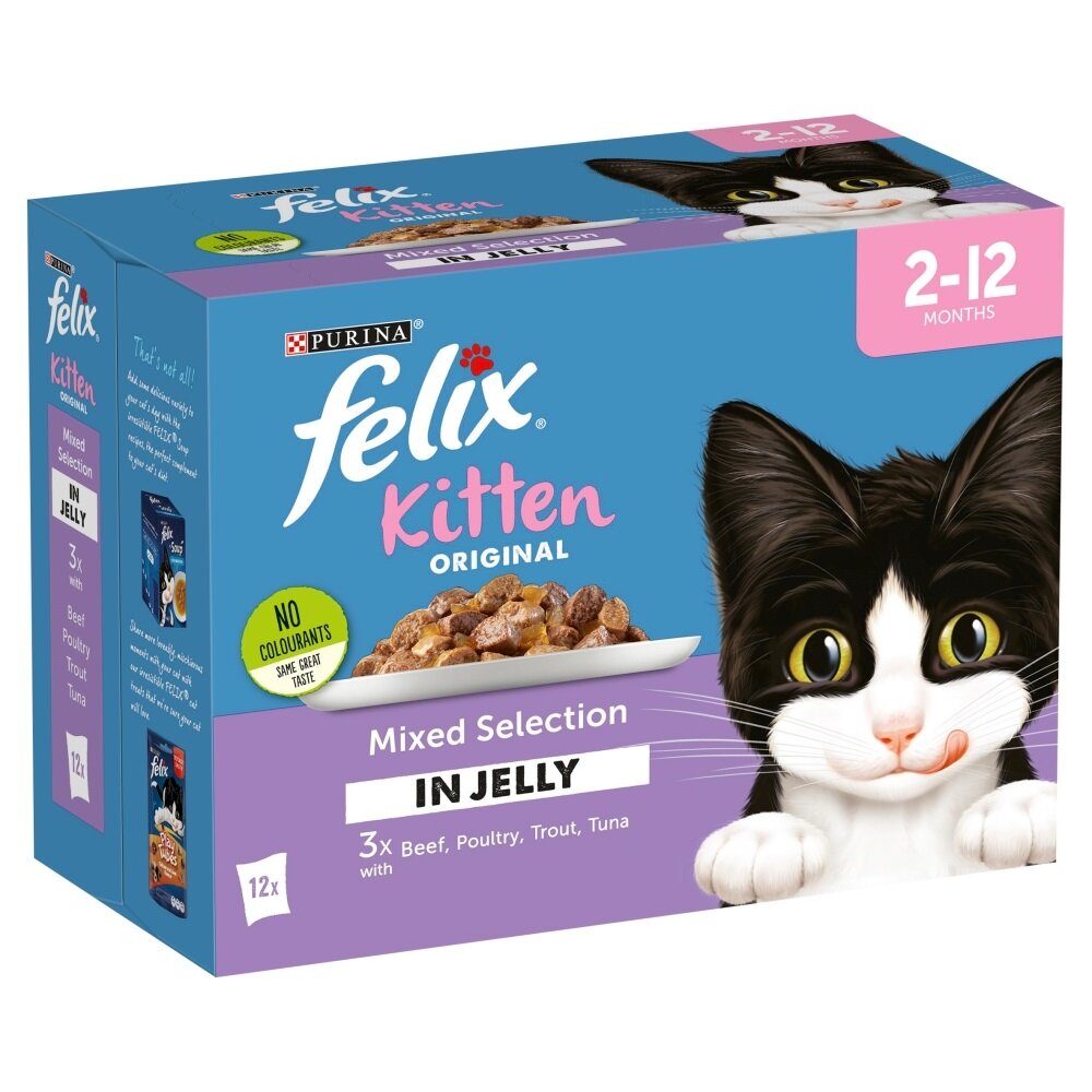 Felix Pouch Kitten Mixed Selection (Beef) in Jelly 4 x 12 x 100g