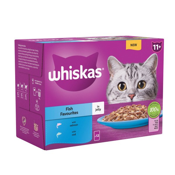 Whiskas Senior 11+ Fish Favourites in Jelly Pouches 4 x 12 x 85g