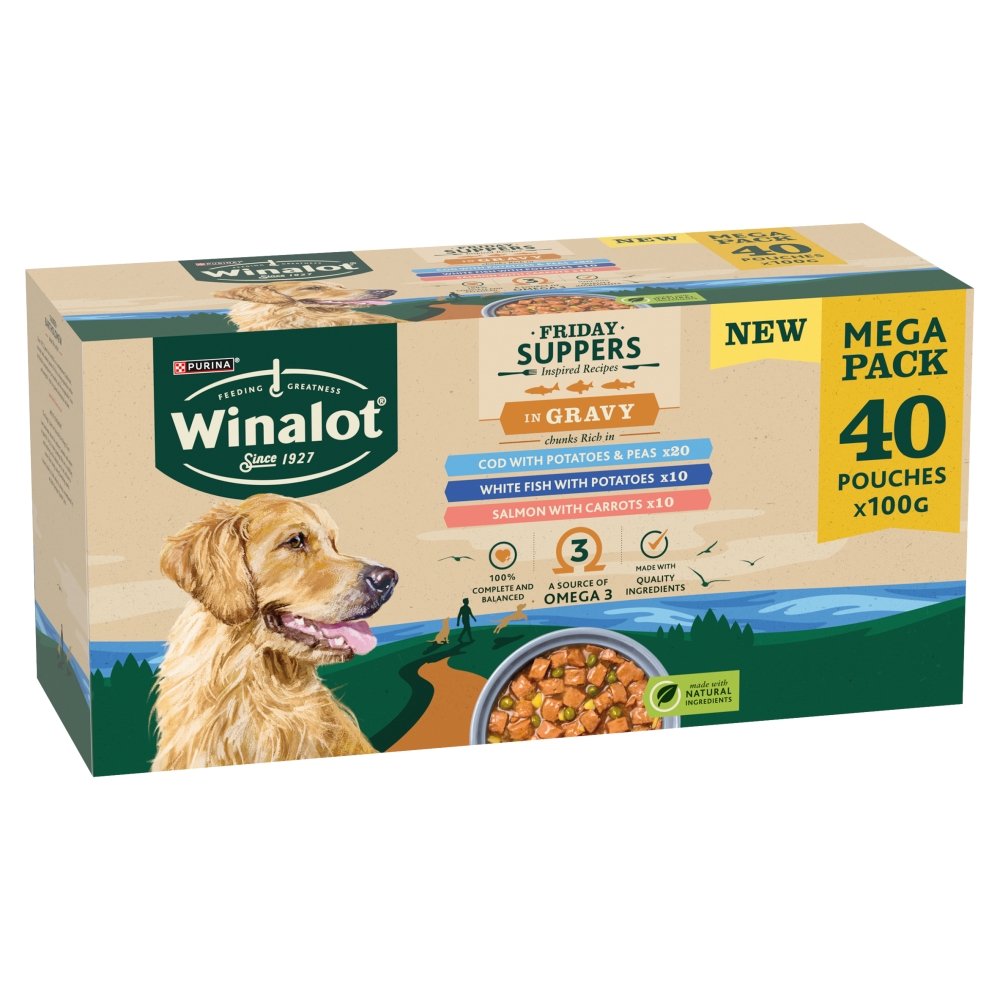 Winalot Adult Friday Suppers Fish Chunks in Gravy Pouches 40 x 100g