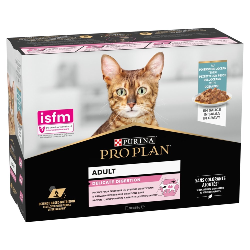 Pro Plan Adult 1+ Delicate Digestion with Ocean Fish Gravy Pouches 4 x 10 x 85g