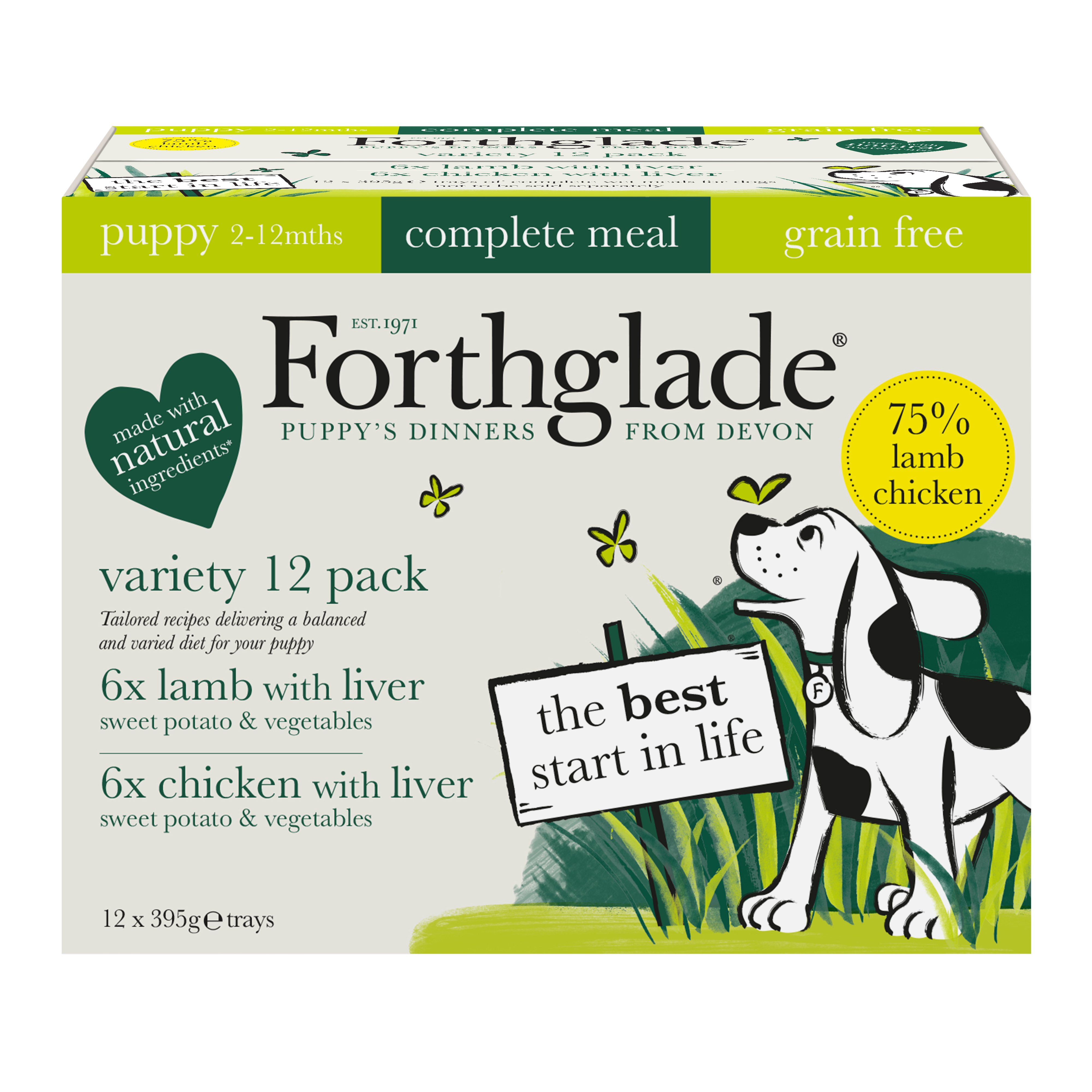 Forthglade Puppy Complete Grain Free Variety with Liver & Veg Trays 12 x 395g