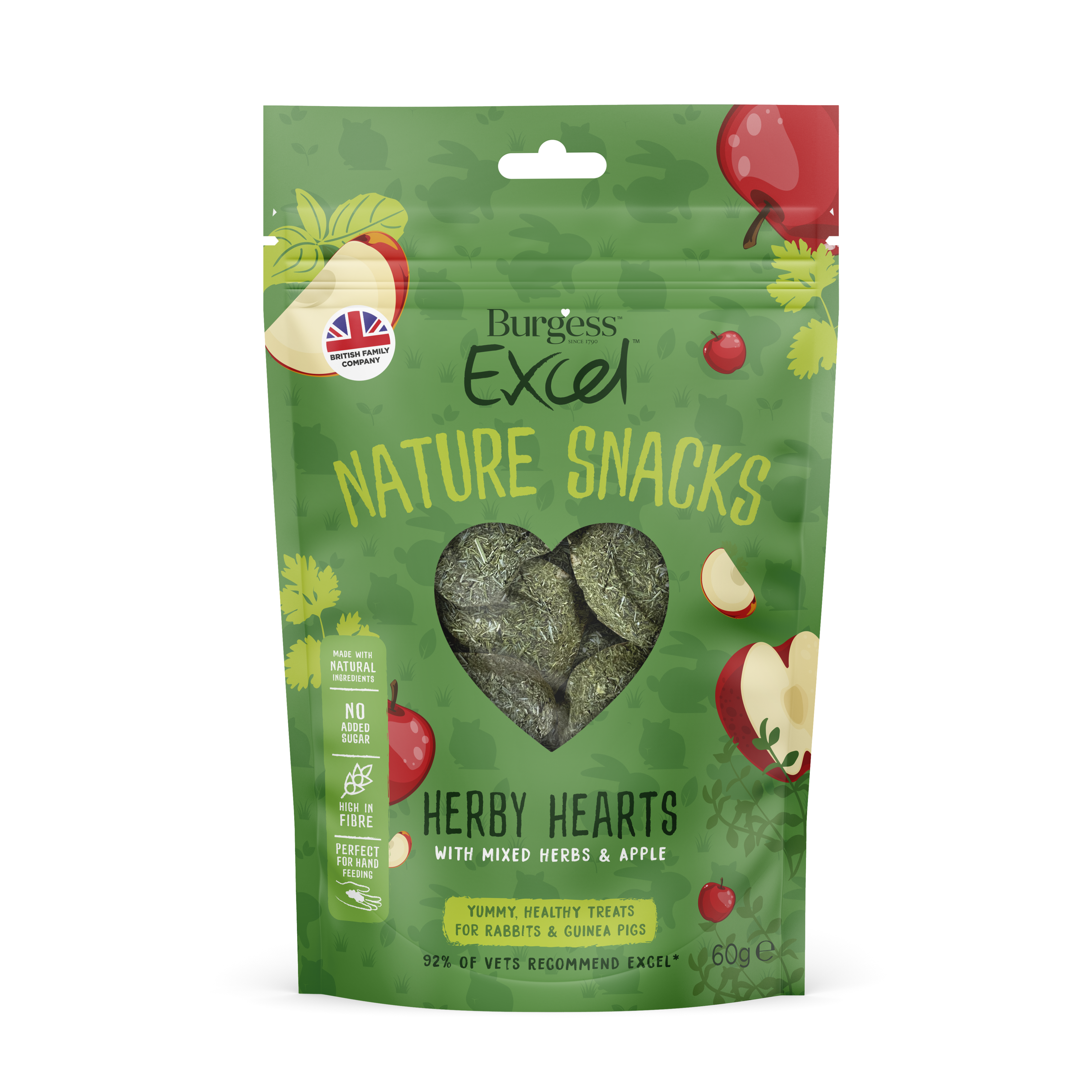 Burgess Excel Nature Snacks Herby Hearts 12 x 60g