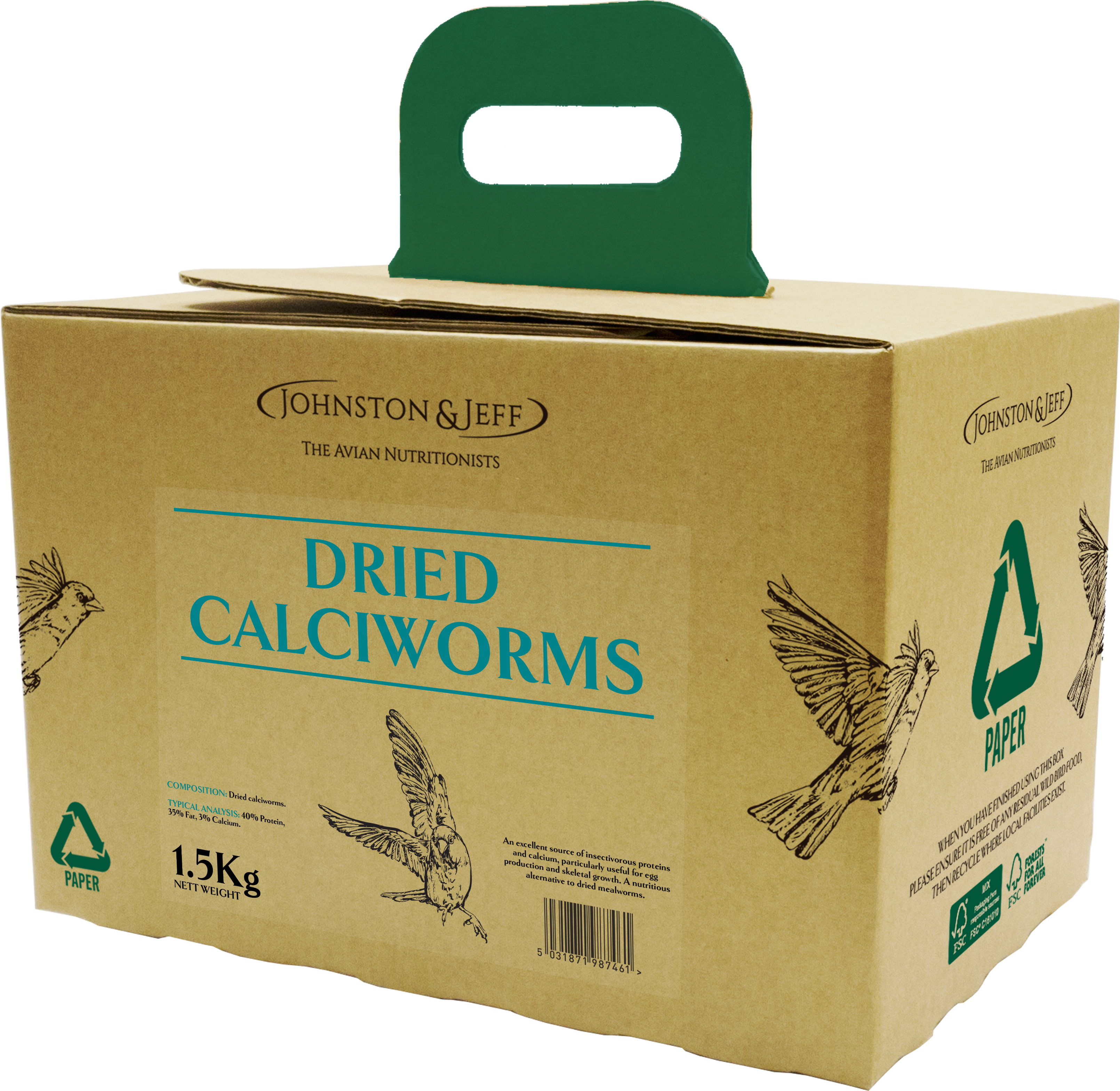 Johnston & Jeff Dried Calciworms in EcoBox 1.5kg