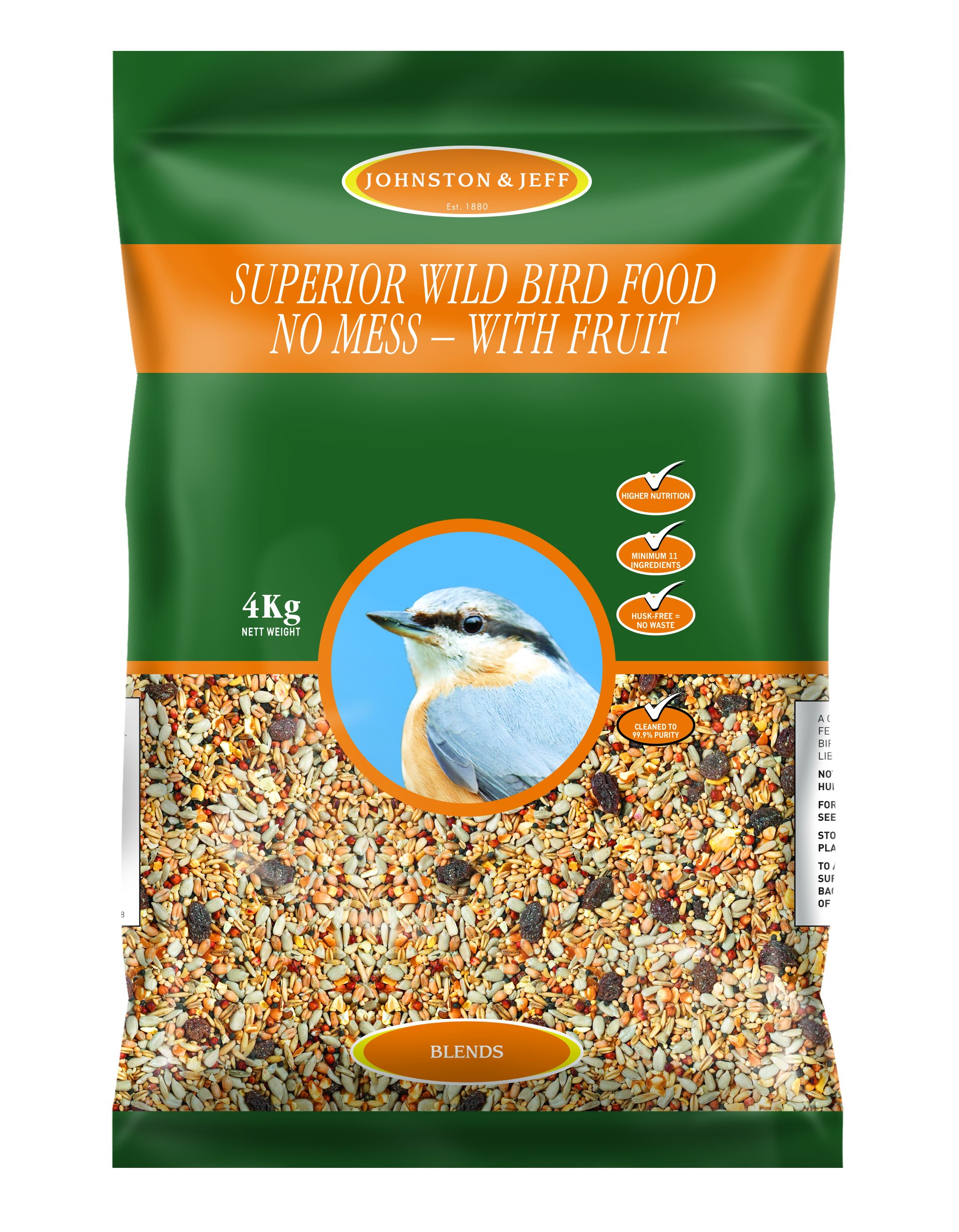 Johnston & Jeff Superior Wild Bird with Fruit No Mess 4kg