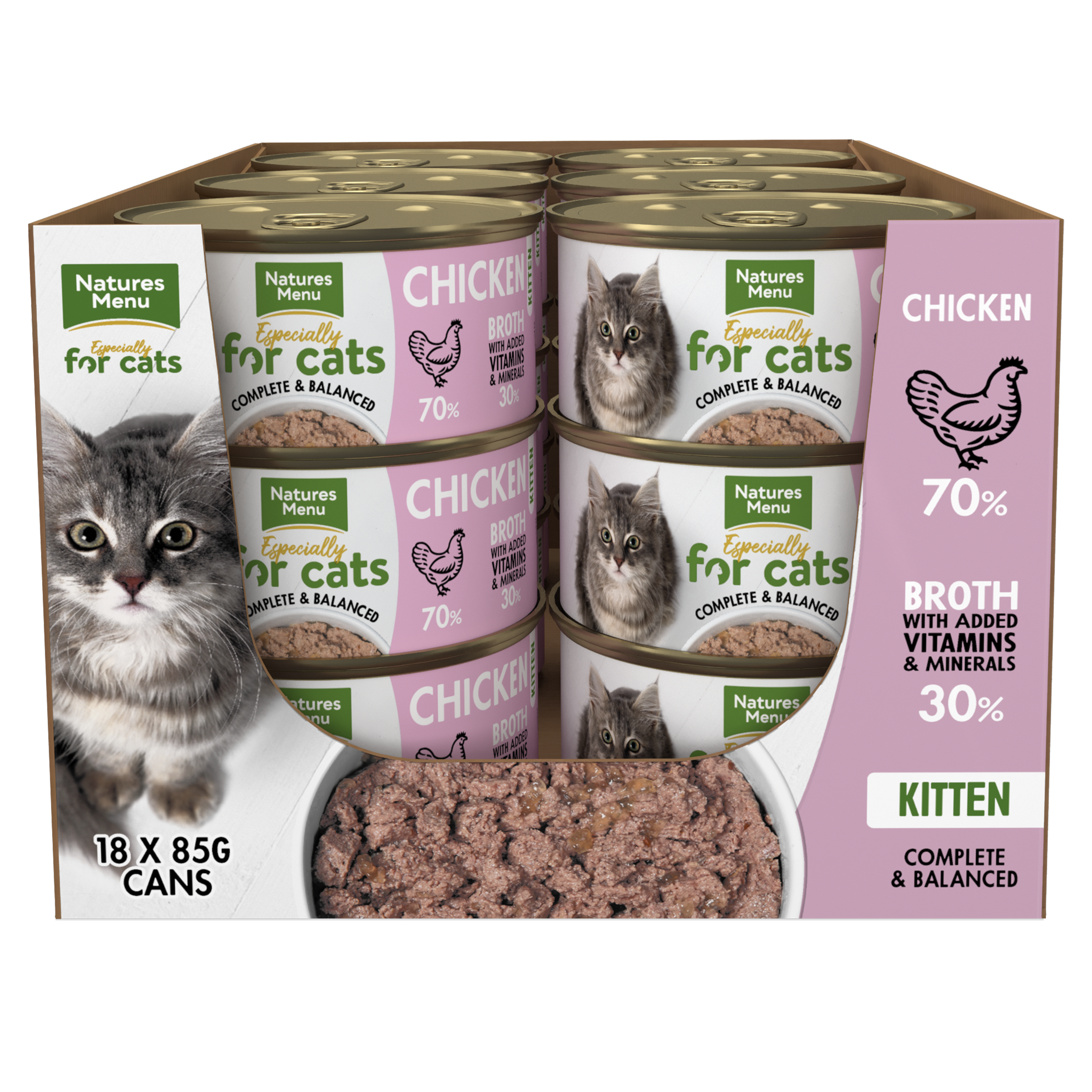 Natures Menu for Cats Kitten Chicken Tins 18 x 85g