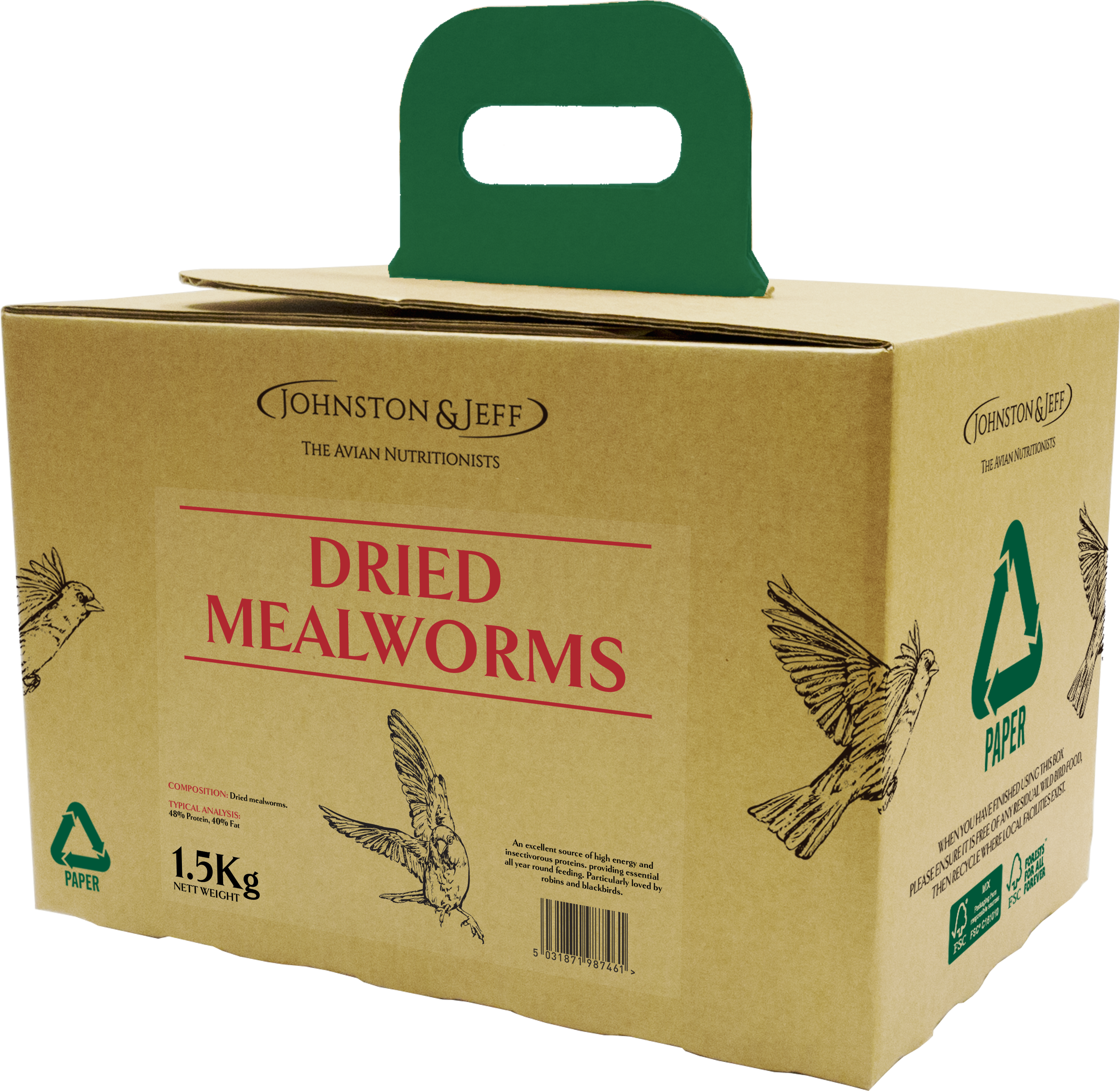 Johnston & Jeff Dried Mealworms in EcoBox 1.5kg