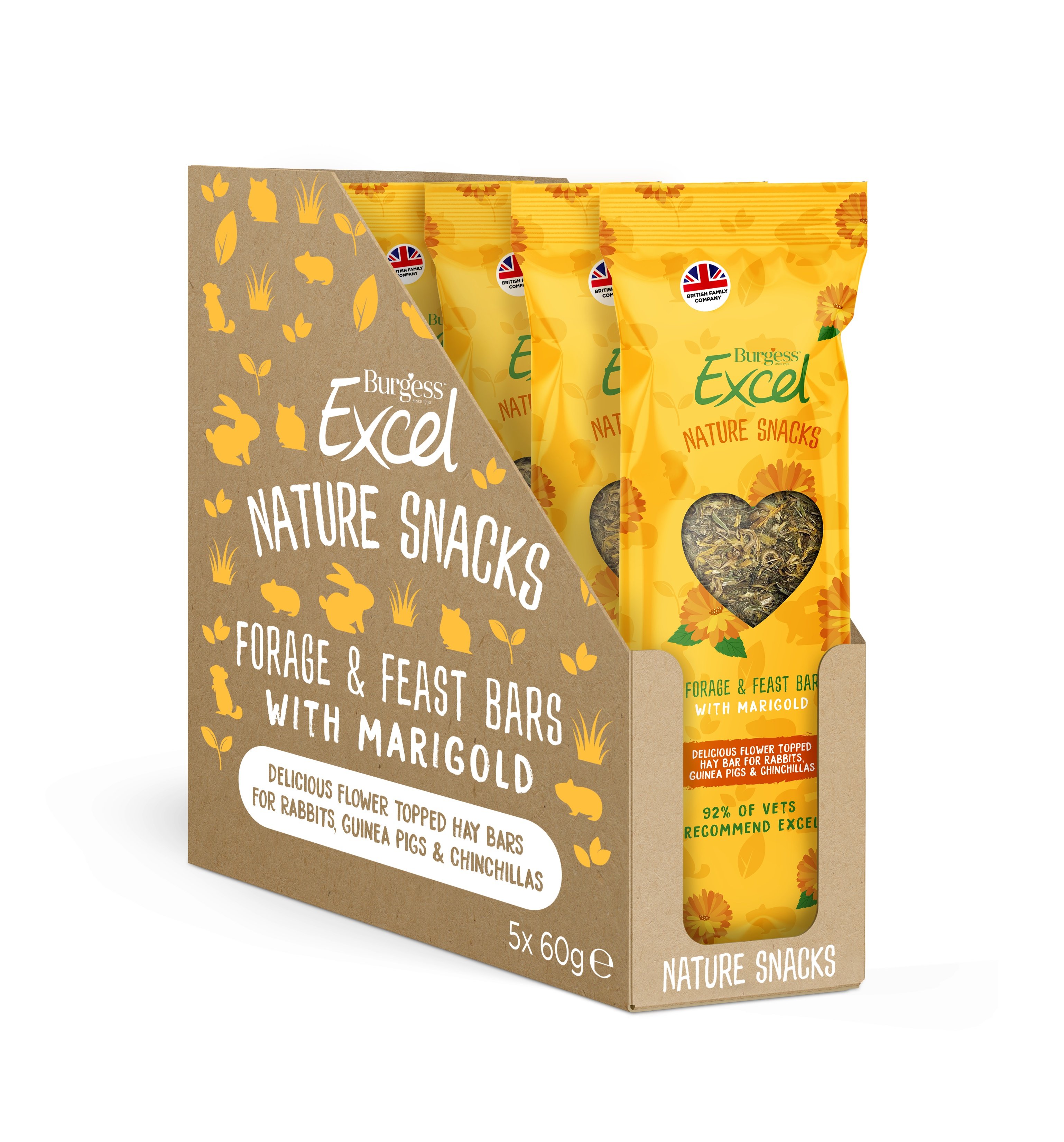 Burgess Excel Nature Snacks Forage & Feast Marigold Bars 5 x 60g