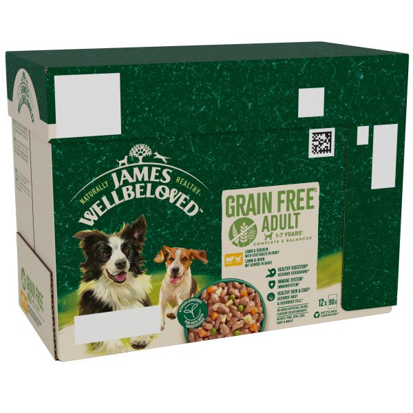 James Wellbeloved Adult Grain Free Lamb & Chicken in Gravy 4 x 12 x 90g