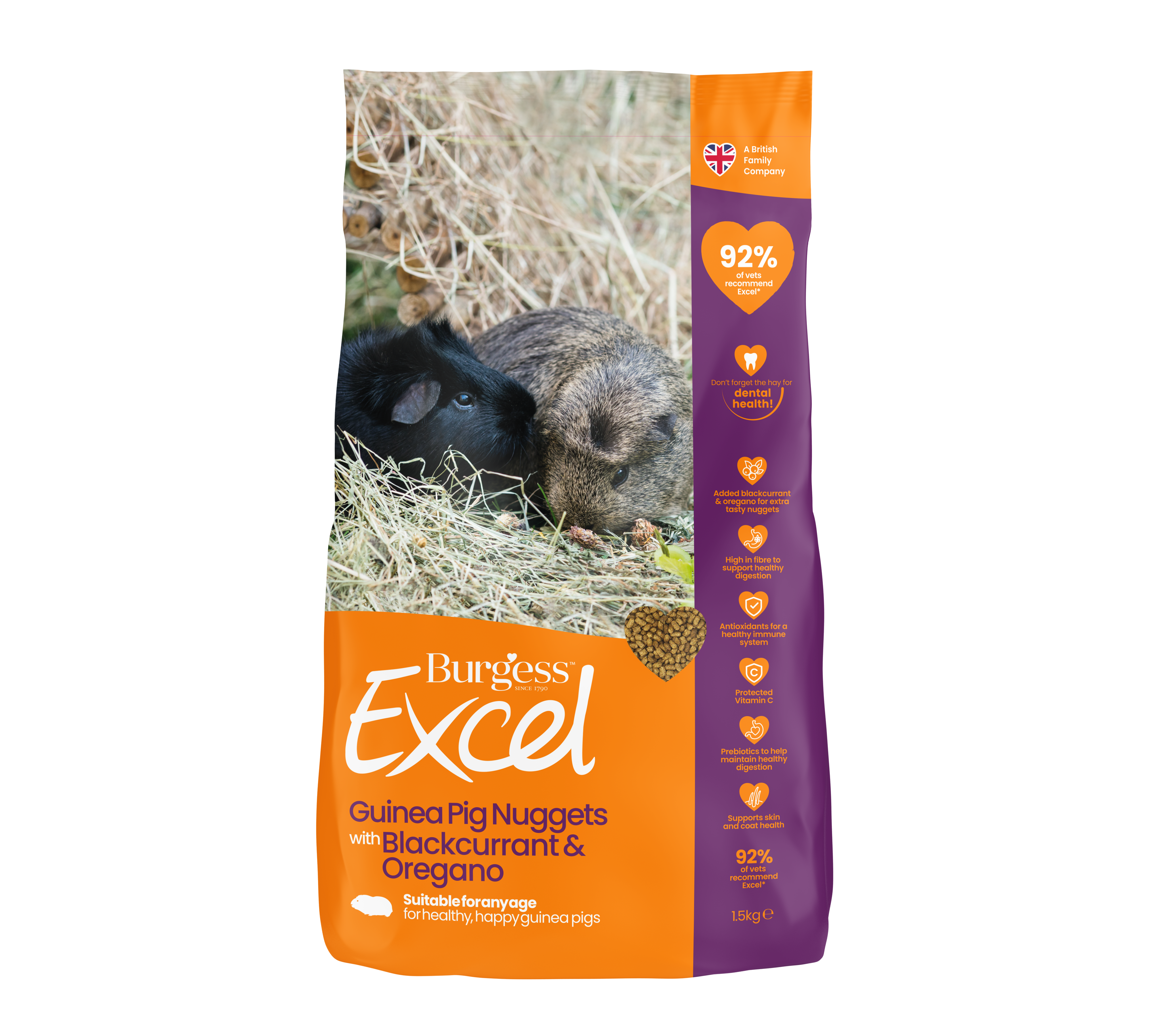 Burgess Excel Guinea Pig Nuggets Blackcurrent & Oregano 4 x 1.5kg