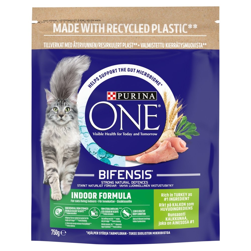 Purina One Adult Indoor Cat Turkey & Wholegrain 4 x 750g