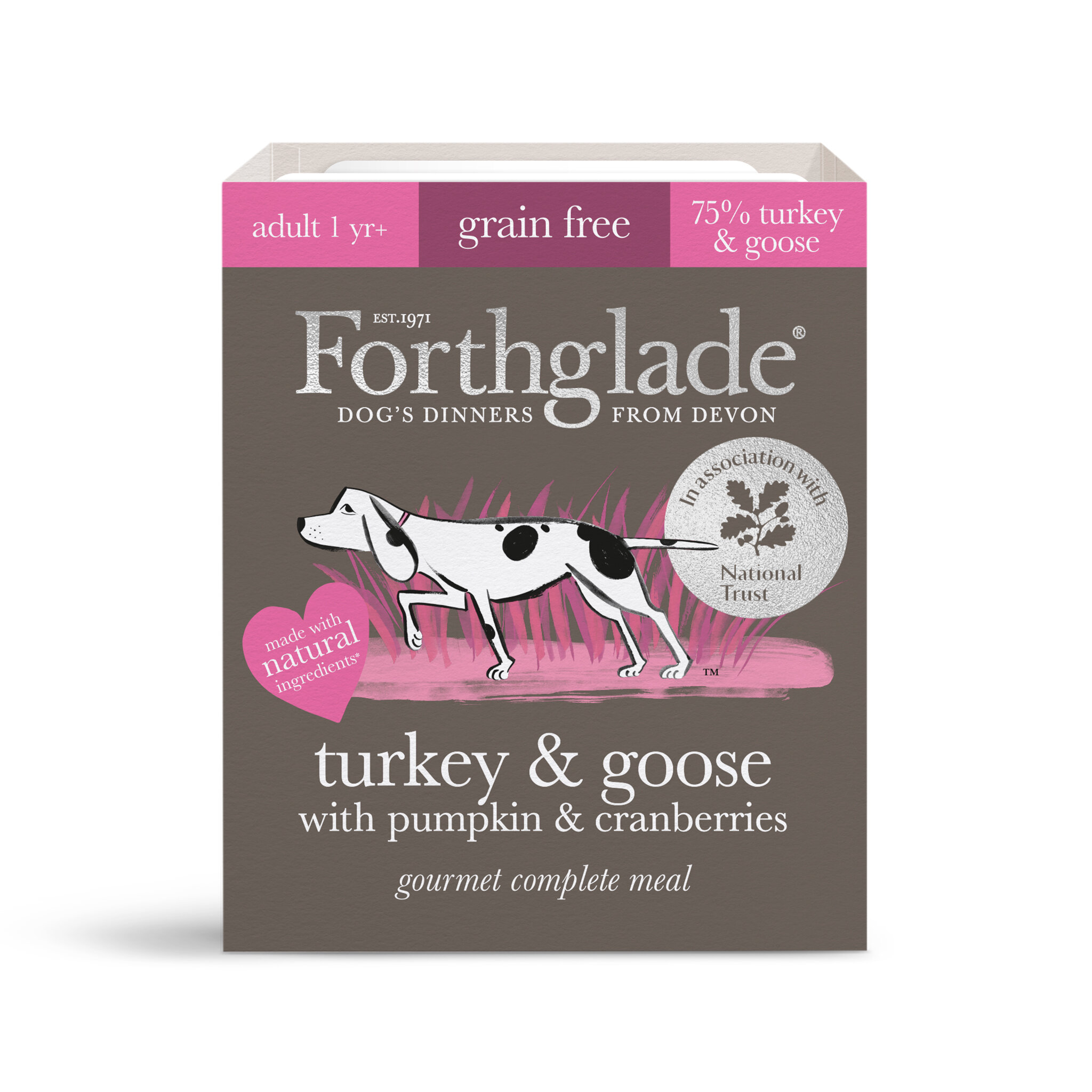 Forthglade Gourmet Grain Free Turkey & Goose with Pumpkin & Cranberry Adult Dog Food 7x395g