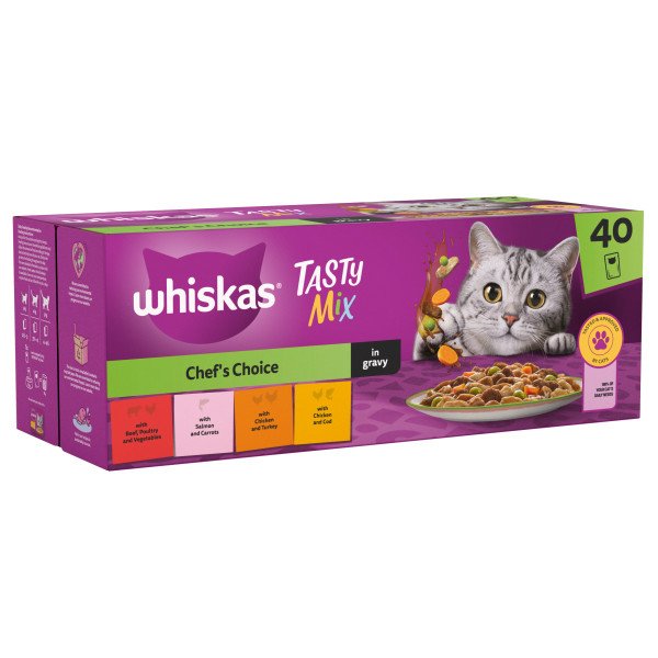 Whiskas Adult 1+ Tasty Mix Chefs Choice in Gravy Pouches 40 x 85g