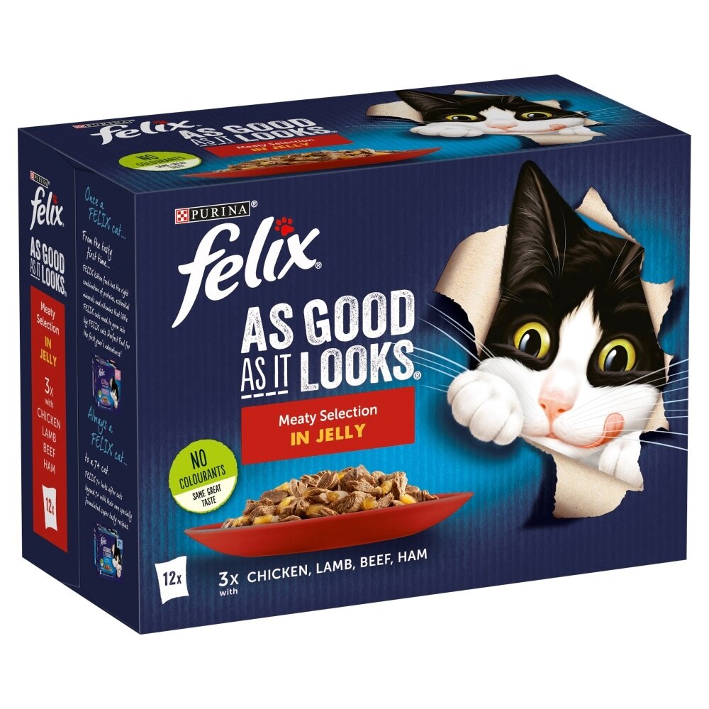 Felix Pouch As Good As It Looks Meaty Selection (Beef) in Jelly 4 x 12 x 100g