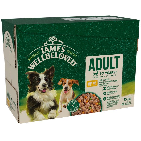 James Wellbeloved Adult Lamb & Chicken in Gravy Pouches 4 x 12 x 90g