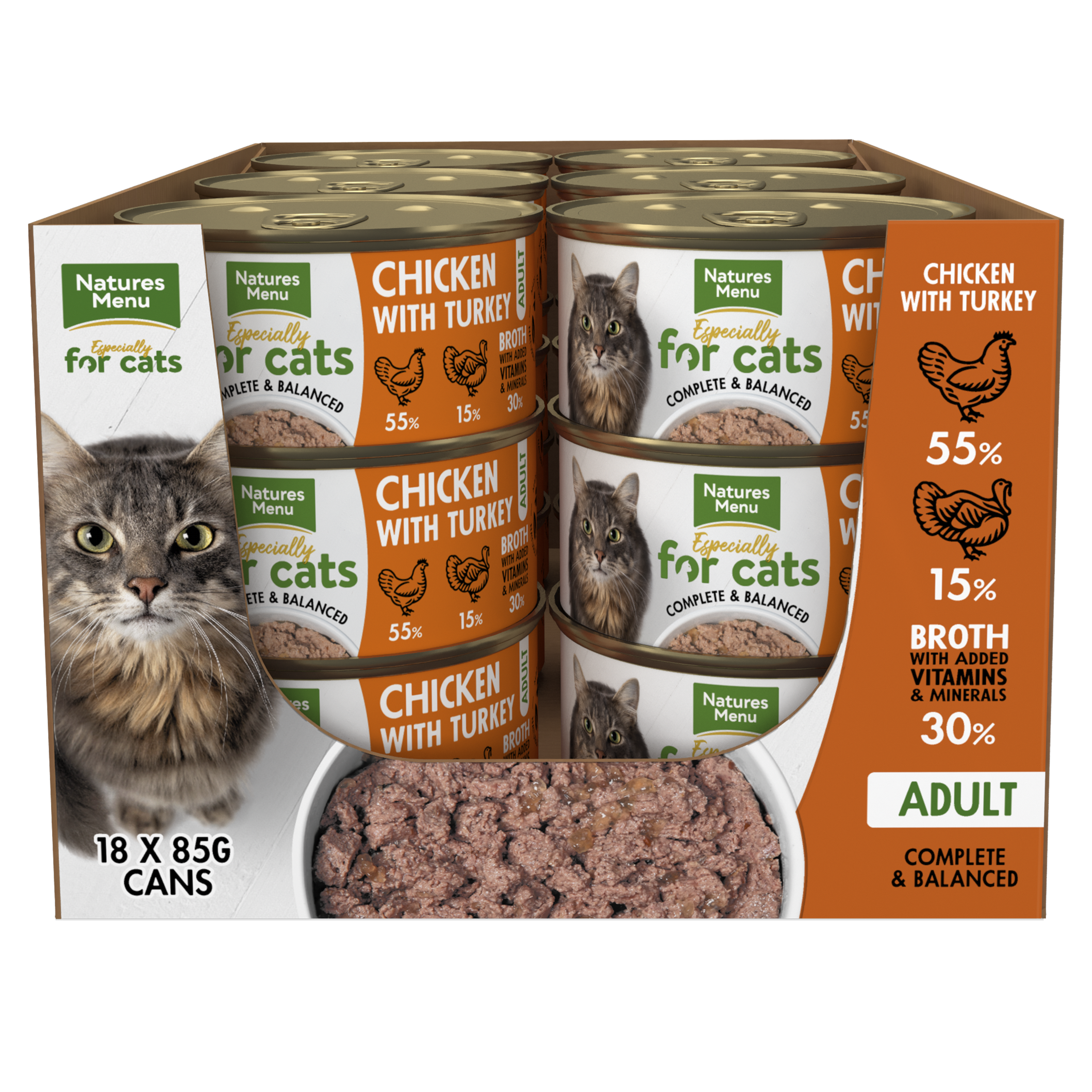 Natures Menu for Cats Adult Chicken & Turkey Tins 18 x 85g