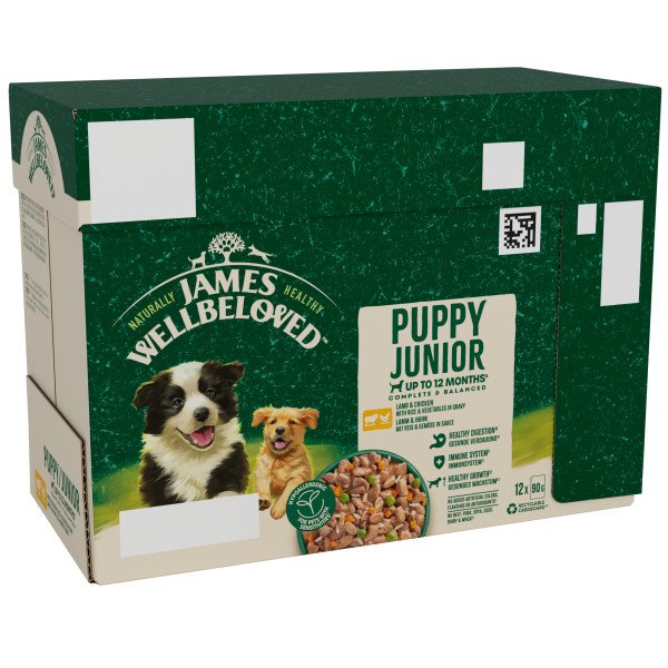 James Wellbeloved Puppy Lamb & Chicken in Gravy Pouches 4 x 12 x 90g