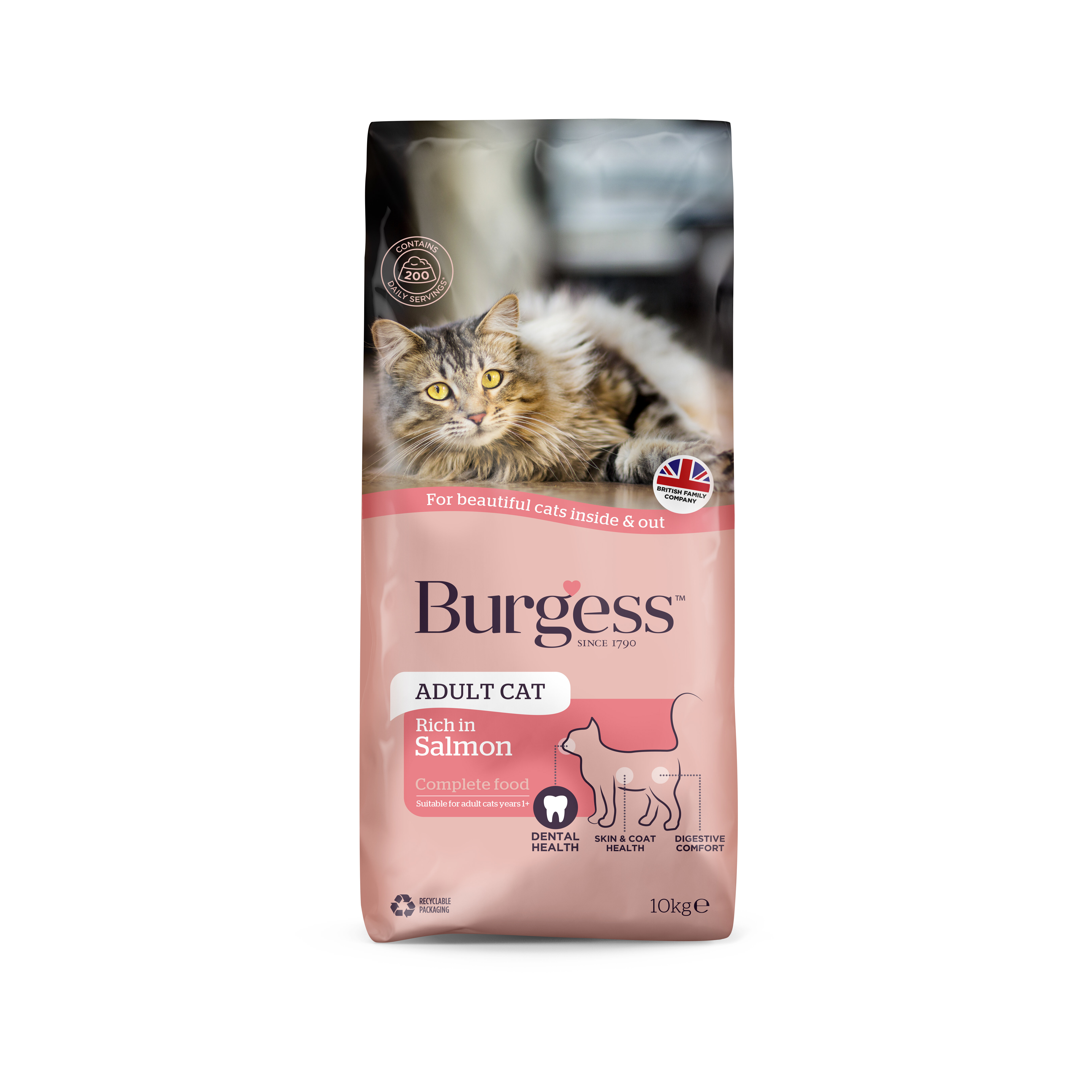 Burgess Adult Cat Food Rich in Scottish Salmon 10kg
