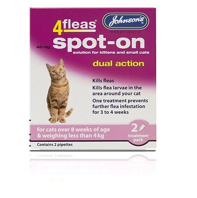 JVP Cat Kitten 4Fleas Spot-On upto 4kg 2 Pipettes x 6