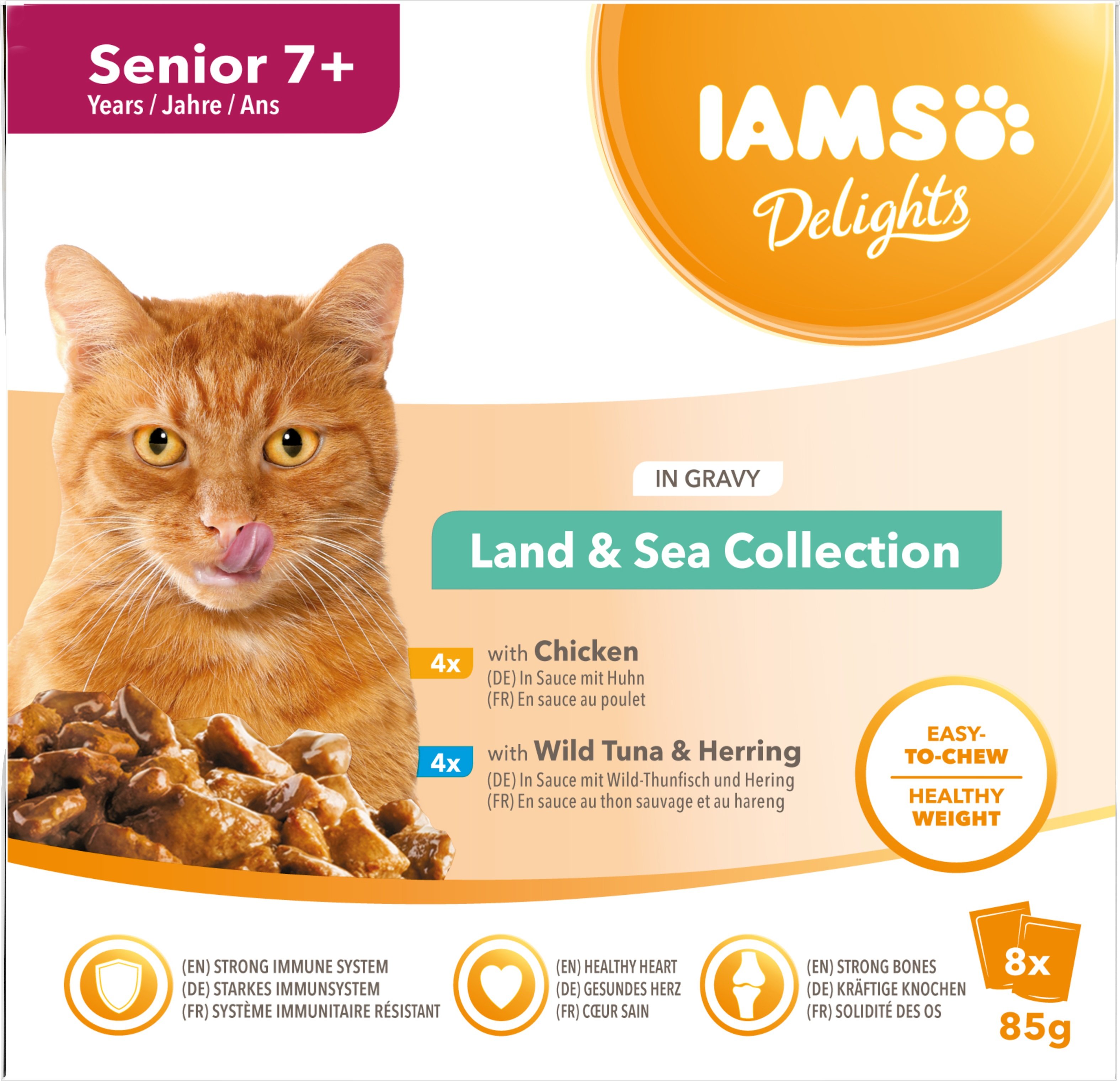 Iams Delight Senior Land & Sea Collection in Gravy 8 x 85g