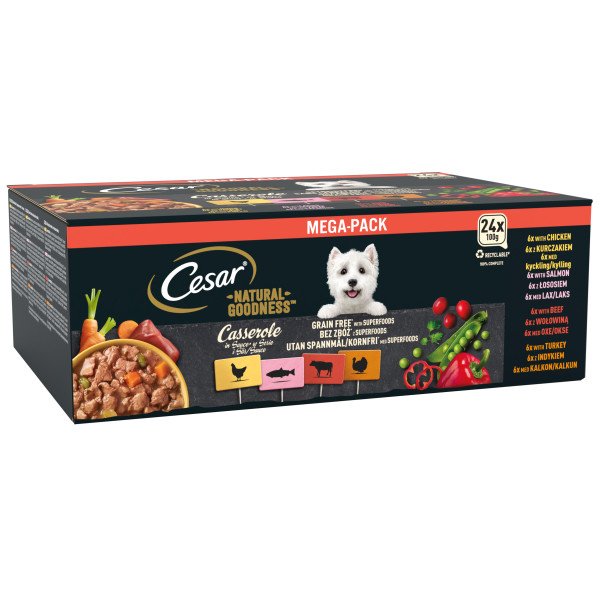 Cesar Natural Goodness Casserole Mixed Selection in Gravy 24 x 100g