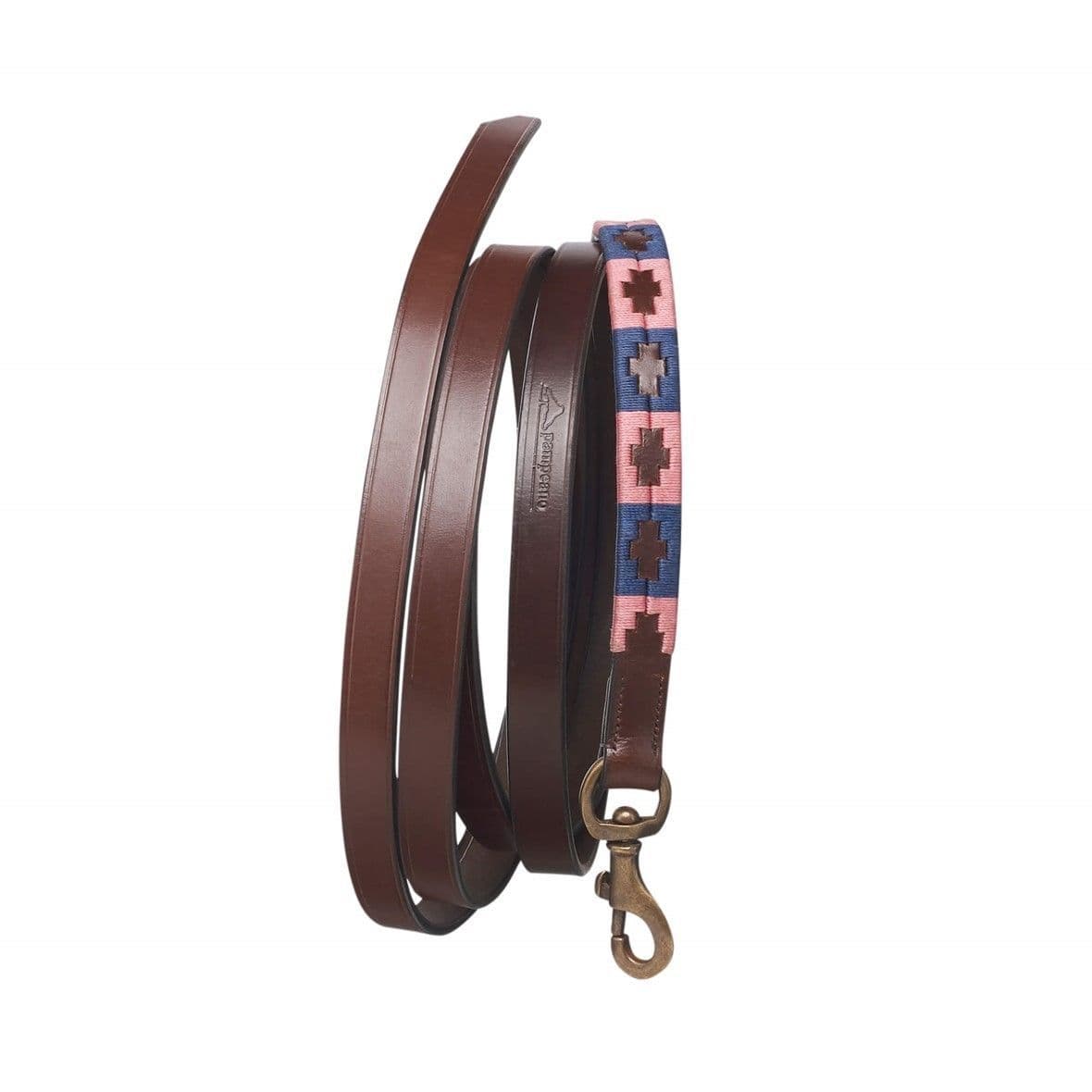 Leather Leadrope - Navy/Pink